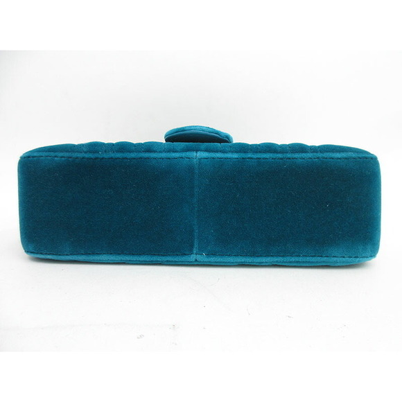Gucci Chain Shoulder Marmont GG Velvet Bag Blue - Picture 4 of 10